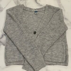 Old Navy Gray Ribbed Cardigan Sweater